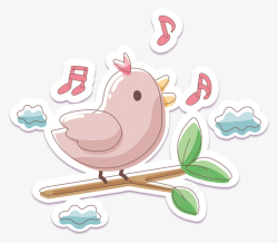 小鸟在树上唱歌卡通可爱动物唱歌的小鸟矢量图高清图片