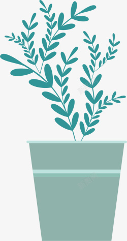 卡通盆栽PNG图片绿色叶子植物花盆元素高清图片
