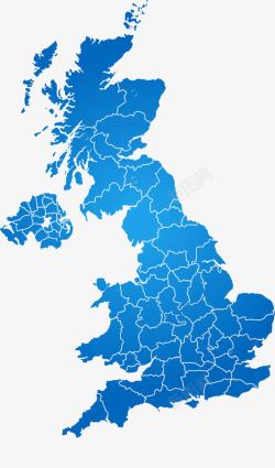 蓝色英国地图素材