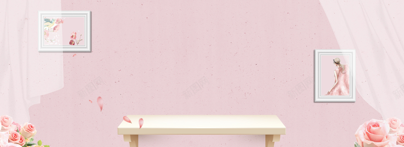 妇女节浪漫粉色电商海报背景背景