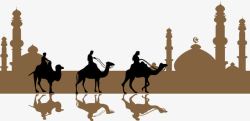 贸易之路骆驼队剪影高清图片