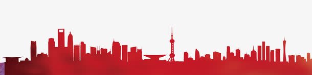 拼色城市剪影png免抠素材_新图网 https://ixintu.com 上海 城市剪影 大城市 红色 都市