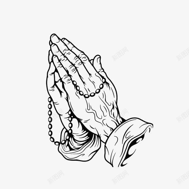手绘祈祷的手png免抠素材_新图网 https://ixintu.com 佛祖缠绕 手绘图 祈祷的手 素描 苍老的手