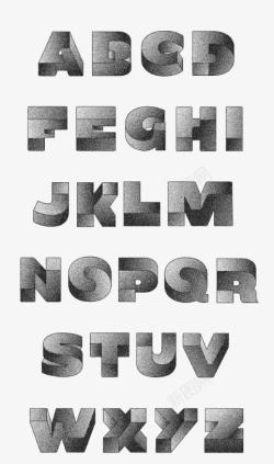 黑白英文字3D英文艺术字母高清图片