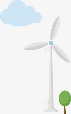 大风车风力发电矢量图高清图片