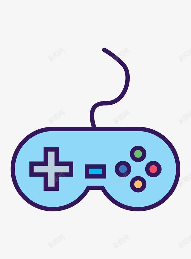 卡通蓝色游戏机手柄png免抠素材_新图网 https://ixintu.com 彩色游戏机 手绘图 打游戏 按键 游戏 游戏机 游戏机手柄
