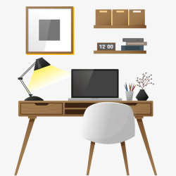 办公一套家具平面图实木电脑桌矢量图高清图片
