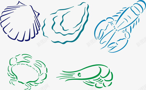 海鲜图标png_新图网 https://ixintu.com 彩色 海洋食物 简笔画
