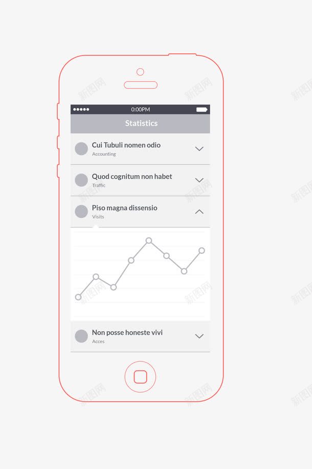 数据统计线框模板png免抠素材_新图网 https://ixintu.com 手机原型 手机数据后台ui 数据原型模板