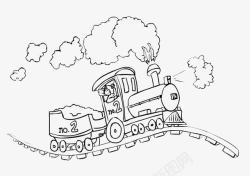 列车轨道手绘线条小火车高清图片