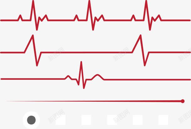红色扁平心电图png免抠素材_新图网 https://ixintu.com 几何线条 心电 心电图 矢量素材 红色