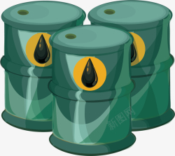 汽油桶卡通蓝绿色石油桶高清图片