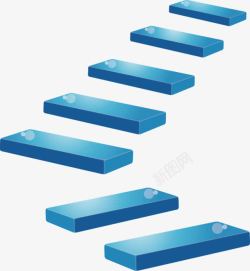 蓝色楼梯蓝色卡通3D楼梯海报效果高清图片