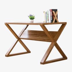 实木书桌木质交叉造型书桌高清图片