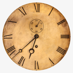 棕色时钟棕色圆形带划痕的老式时钟实物高清图片