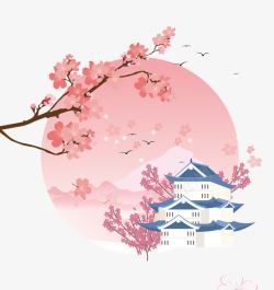 粉色浪漫樱花主题海报素材