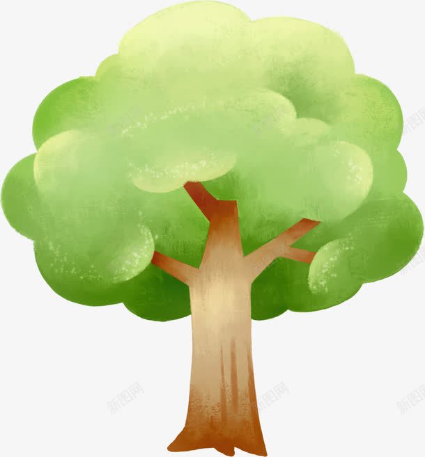 绿色大树手绘人物卡通png免抠素材_新图网 https://ixintu.com 人物 卡通 大树 绿色