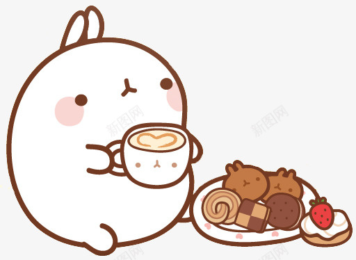 白色的大白兔png免抠素材_新图网 https://ixintu.com 大白兔 奶茶 心形 糕点 美味 美食 草莓 饮料