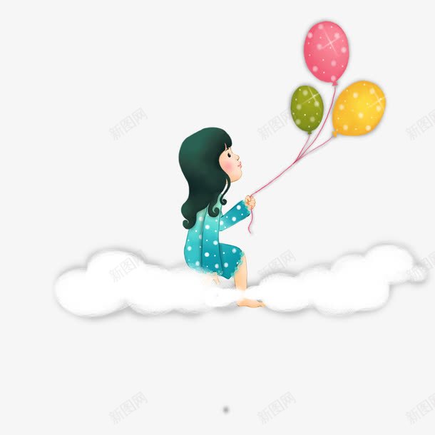 坐在云端的小女孩png免抠素材_新图网 https://ixintu.com 云端 儿童节 儿童节素材 卡通 卡通素材 小女孩 气球