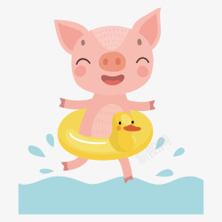 游泳锻炼彩色创意可爱小猪元素矢量图高清图片