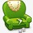 扶手椅的卡通绿色图标图标