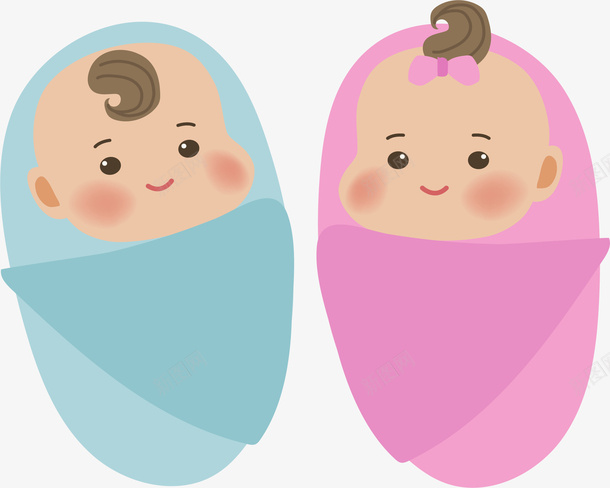 可爱新生儿双胞胎png免抠素材_新图网 https://ixintu.com 两个婴儿 双胞胎 喜得贵子 新生儿 矢量png 龙凤胎