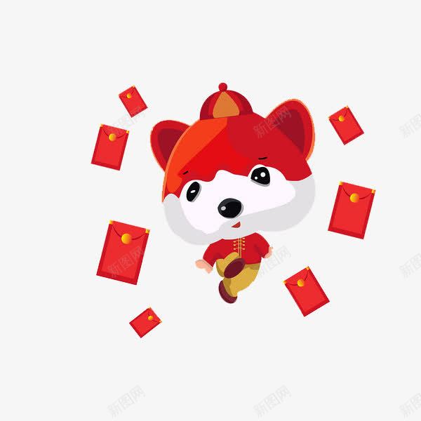 红色狗年漂浮红包图png免抠素材_新图网 https://ixintu.com 可爱的 小狗 漂浮的 狗年 红包 红色的