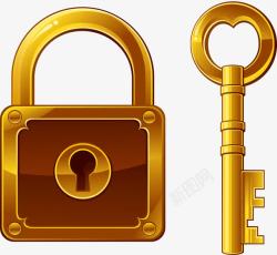 金色锁头钥匙和锁头高清图片