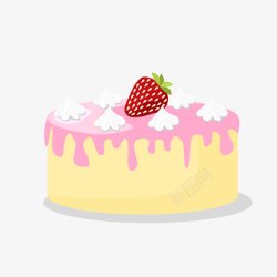 手绘美味水果吸管手绘草莓蛋糕高清图片