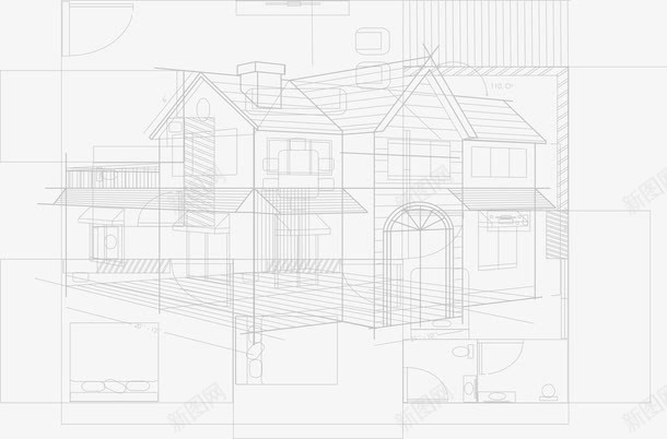 时尚线性房子模型png免抠素材_新图网 https://ixintu.com 底纹背景 建筑 建筑模型 建筑物手稿 建筑设计 手绘房子 时尚线性房子模型设计 线性 线条 线条房子