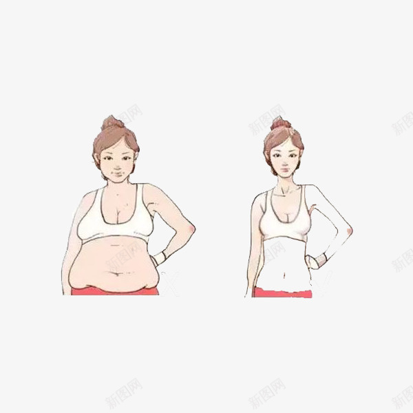 肥胖对比的美女png免抠素材_新图网 https://ixintu.com 对比 微笑 瘦子 白色 站着 美女 肥胖对比 肥胖的危害 胖子 赘肉