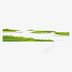 山川河流绿色水草小溪矢量图素材