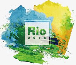 红绿黄水彩喷溅里约奥运会2016海报图高清图片