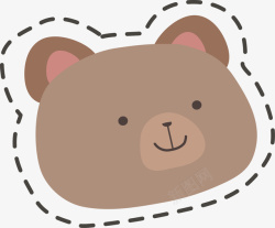萌萌的呆呆熊卡通可爱棕色熊头高清图片