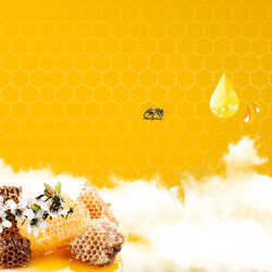 黄色糖浆蜂巢蜂蜜食品黄色PSD分层主图背景高清图片