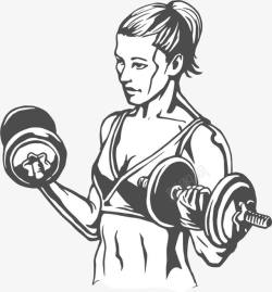 健身素描卡通锻炼身体的女人高清图片