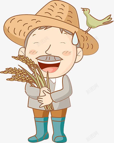 丰收的农民png免抠素材_新图网 https://ixintu.com png图形 png装饰 丰收 农民 卡通 小鸟 粮食 装饰
