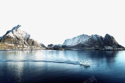游轮船舶美丽的山脉湖泊景色高清图片