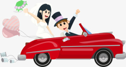 开着婚车开着婚车的新郎新娘高清图片