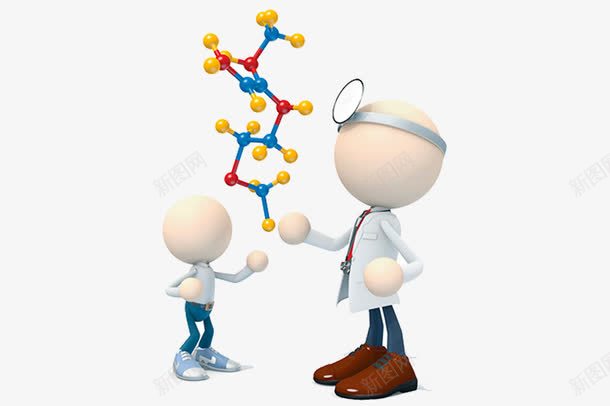 卡通医疗人员png免抠素材_新图网 https://ixintu.com 3D小人 分子结构 医生 生物技术