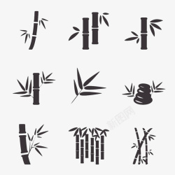 黑色竹子手绘黑色竹节图标高清图片