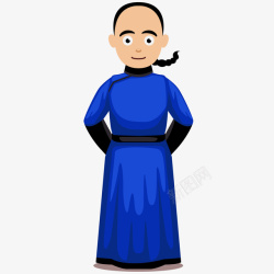 清朝宫女服饰蓝色古装插画矢量图高清图片