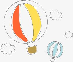 手绘氢气球手绘卡通白云氢气球高清图片