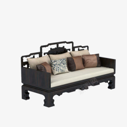 实木单人沙发实物古典新中式沙发高清图片