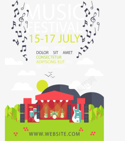 草地音乐节喷绘草地浪漫音乐节海报矢量图高清图片