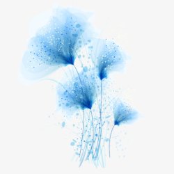 清爽蓝色背景淡蓝色的花水墨效果图高清图片