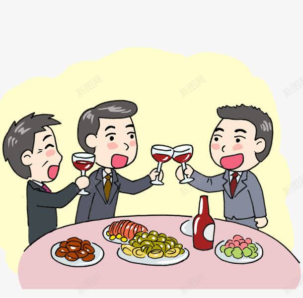 聚餐的人们png免抠素材_新图网 https://ixintu.com 卡通 吃饭 喝酒 坐在餐桌前 庆功宴 庆功宴海报 手绘 聚餐