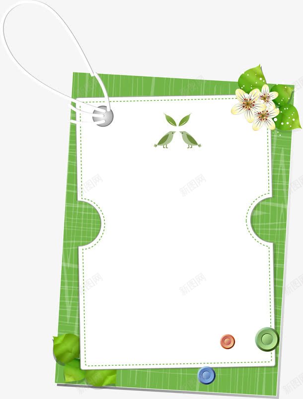 绿色花卉边框png免抠素材_新图网 https://ixintu.com 卡通 吊牌 手绘 条纹 线条 绿色 花卉 花朵 边框