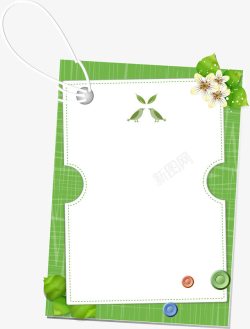 花卉吊牌绿色花卉边框高清图片
