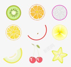 柠檬火龙果平面水果片高清图片